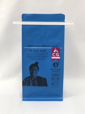 Θήκη συσκευασίας καφέ 12OZ Ματ επίπεδο κάτω μέρος τυπωμένο με τσίγκινο δέσιμο