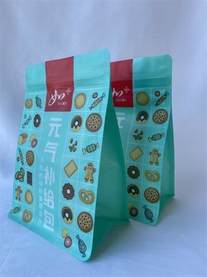Τυπωμένο λογότυπο Mylar Flat Bottom Πλαστικές Σακούλες Προσαρμοσμένο Λογότυπο για Σνακ Φαγητό